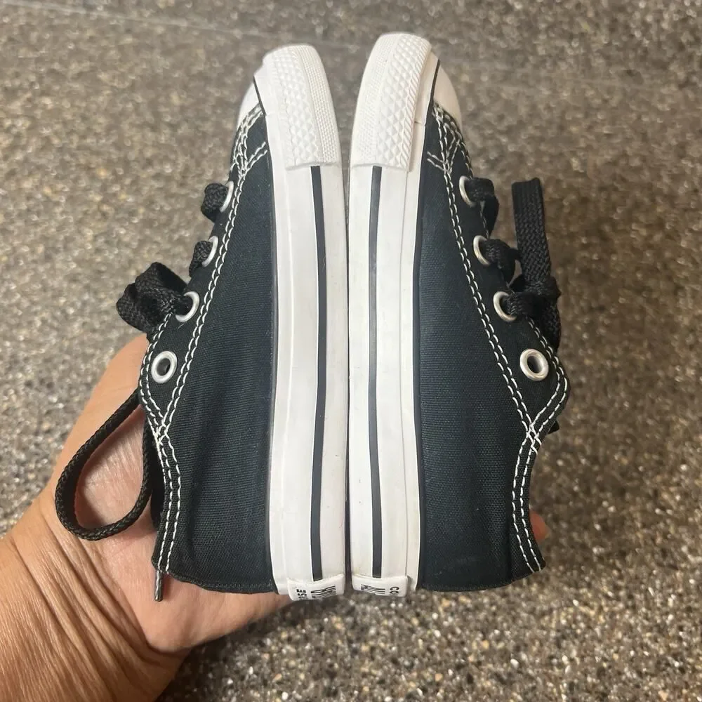 Converse All Star Kid Infant Baby Sz 6 Black Canvas Sneaker Lace Up Low Top Shoe